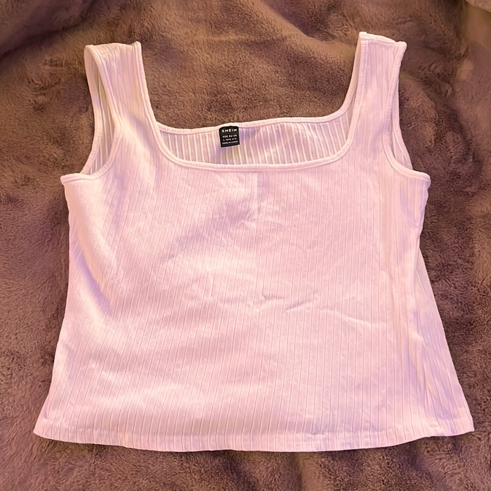 White crop top with straight lines in it from Shein